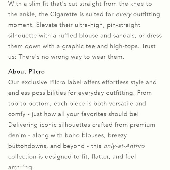 Pilcro Anthro The Cigarette High Rise Slim Straight Floral Jeans Stretch - Picture 13 of 13